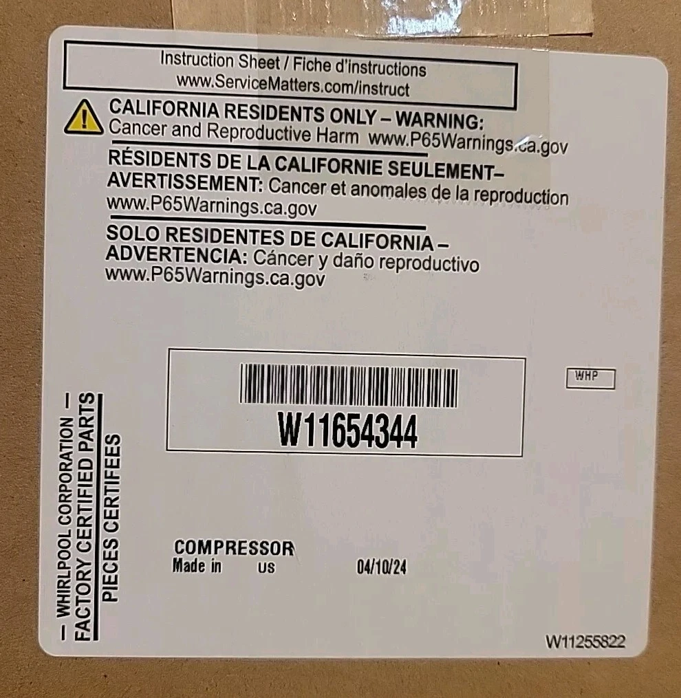 New W116554344 Compressor Whirlpool Maytag Kitchen